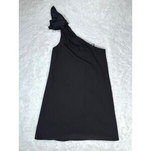 Aidan Mattox Black Trapeze One Shoulder Bow Cocktail Party Dress Size 4‎